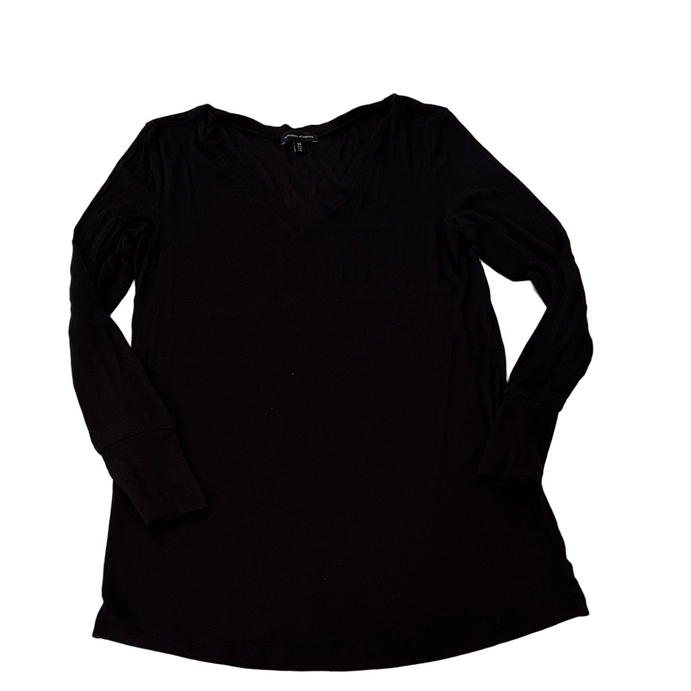 Universal Standard Black V-Neck Long Shirt Tunic Top Sz XS